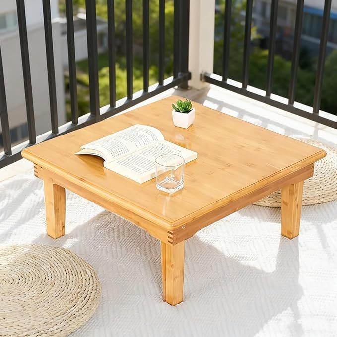 SH-tables Folding Japanese-Style Square Bamboo Table, Computer Desk, Low - Image 6