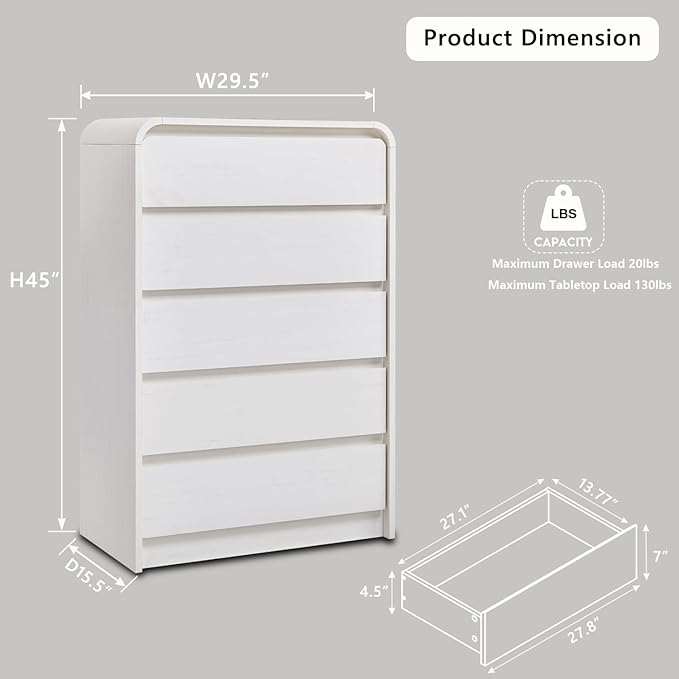 Aitjunz Modern 5 Drawers Dresser - Image 2