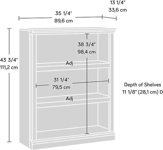 Sauder 3 Tier Book Shelf Wooden Bookcase Multipurpose Bookshelf - Image 3