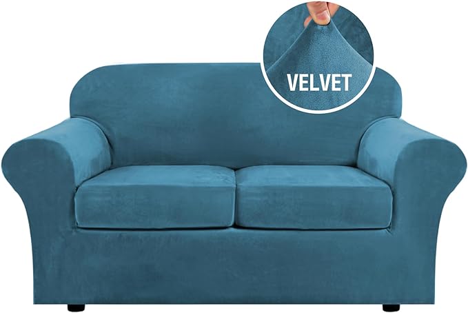 H.VERSAILTEX Real Velvet Plush 3 Piece Stretch Sofa Covers Couch Covers by HVERSAILTEX