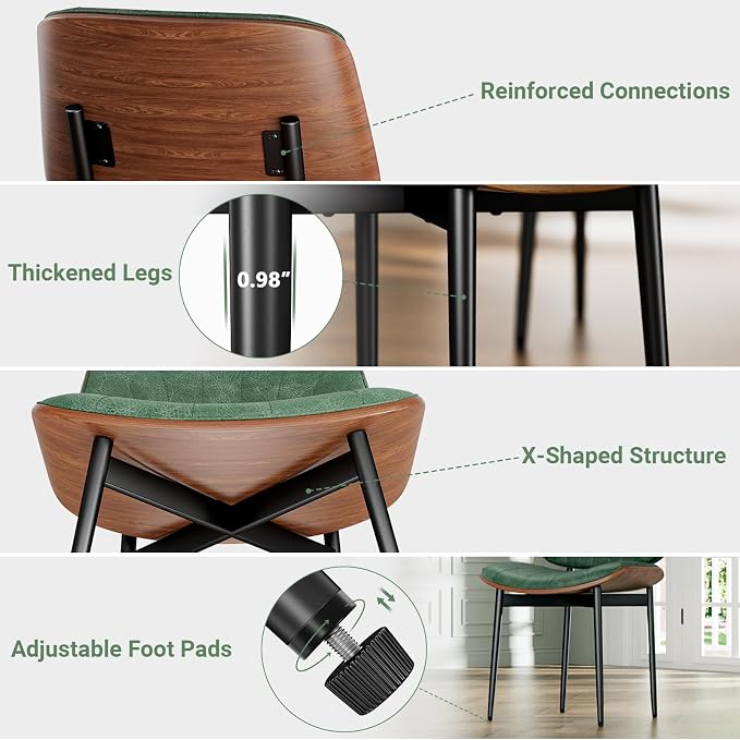 YaFiti Dining Chairs Set of 2, Dining Room and Kitchen Chairs, Mid Century - Image 5
