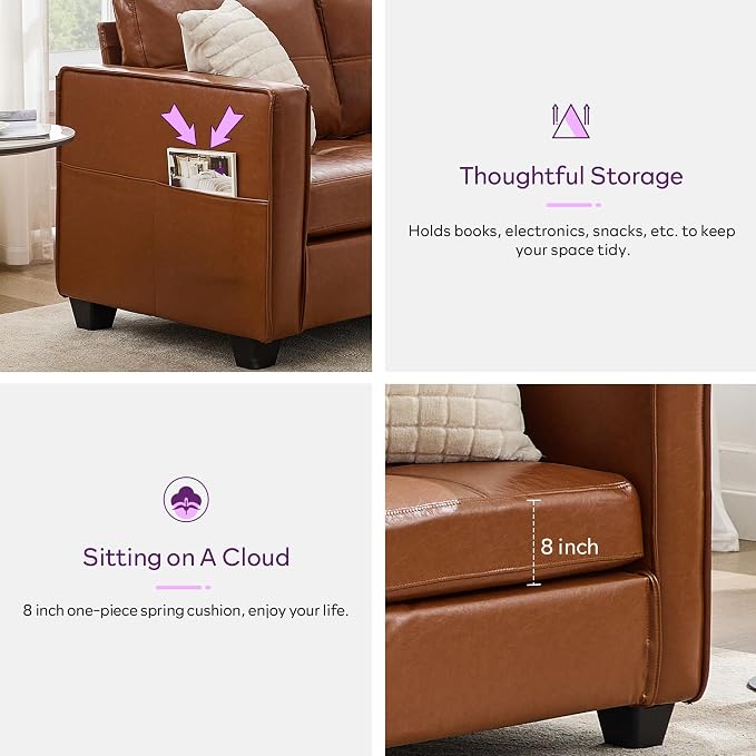 TYBOATLE Brown Sofa Couch Sectional Couches - Image 5