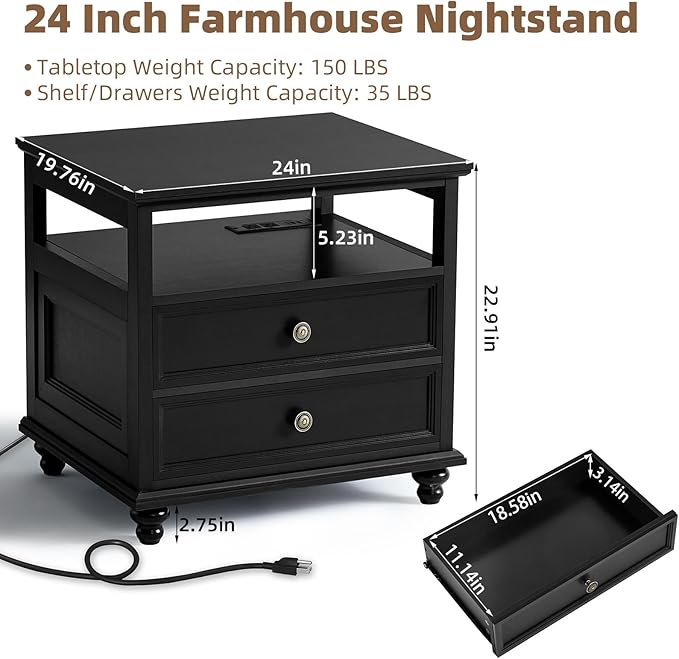 Joaxswe Farmhouse Nightstand - Image 2