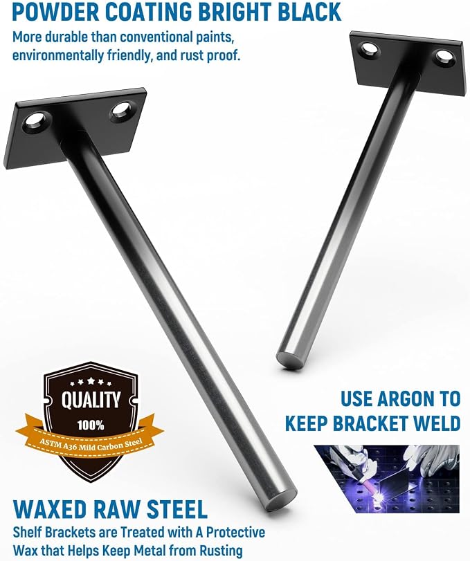 LEOPO Black 16 Pack-6 inch Floating Shelf Brackets, Hidden Shelf Bracket - Image 4