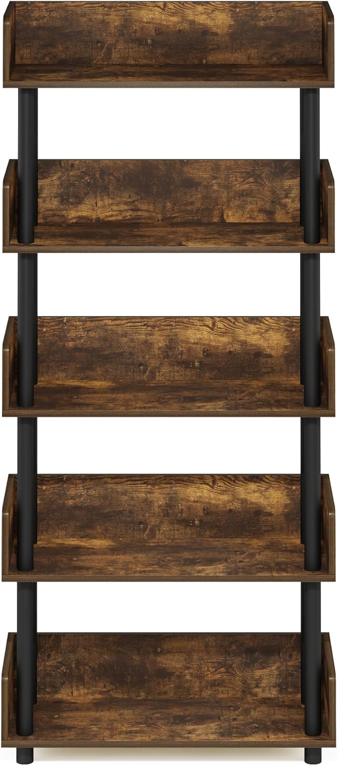Furinno TURN-N-TUBE 5-Tier Display Shelf, Storage Shelves, Book Shelf, Open - Image 6