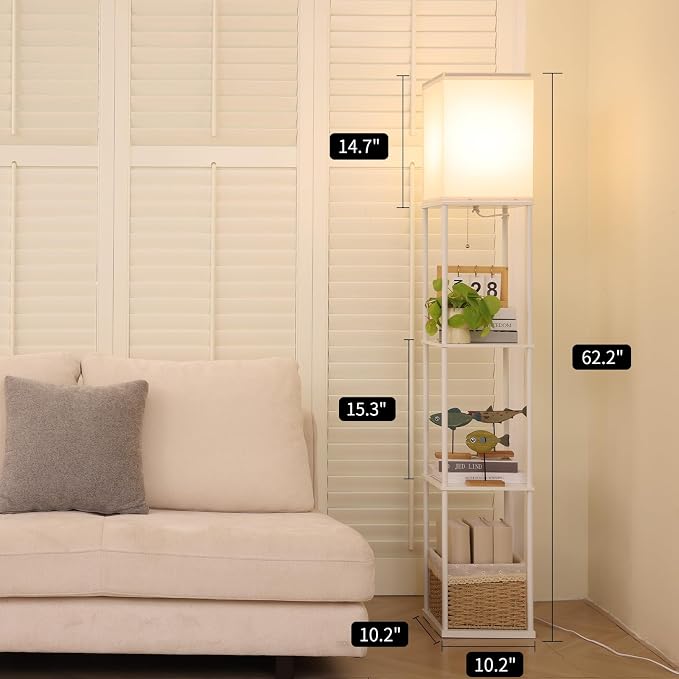 Gupuzm Floor Lamp with Shelves, 4 Layer Square Standing Lamp with 3 Color - Image 4