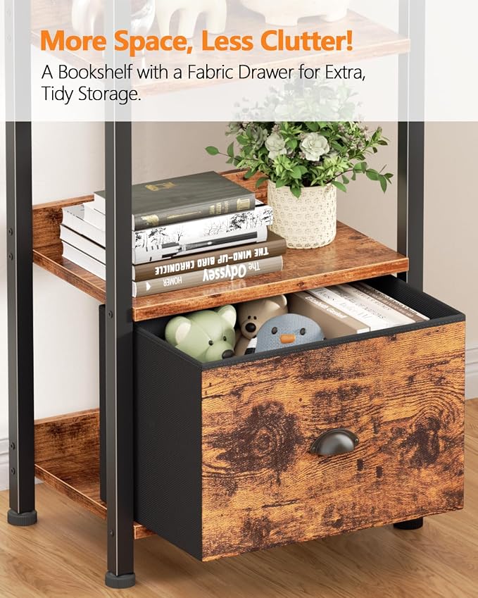Furologee Book Shelf Set of 2, 6 Tier Tall Shelf - Image 5