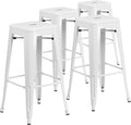 Flash Furniture Lily 4 Pack Commercial Grade 30" High Backless White Metal by FlashFurniture