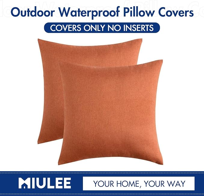 MIULEE Pack of 2 Decorative Outdoor Solid Waterproof Throw Pillow Covers Euro - Image 6