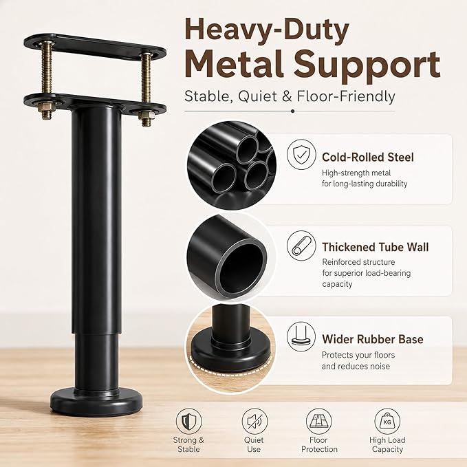 4-Piece Adjustable Height Bed Support Legs, Extra Sturdy Steel - Image 6