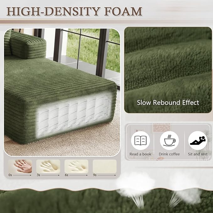 95" Cloud Sectional Couch with L-Shape Chaise, Modular Comfy Sofa Chaise Longue - Image 4