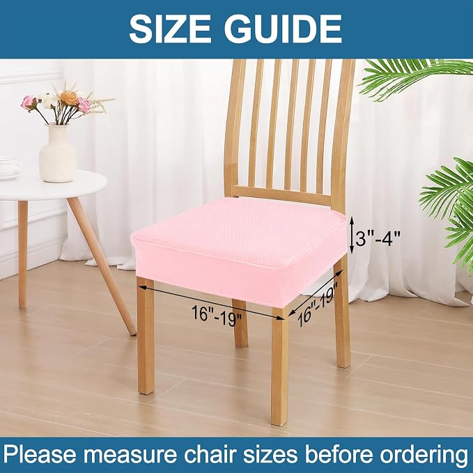 Smiry Waterproof Seat Covers for Dining Room Chairs Set of 4, Stretch Jacquard - Image 2