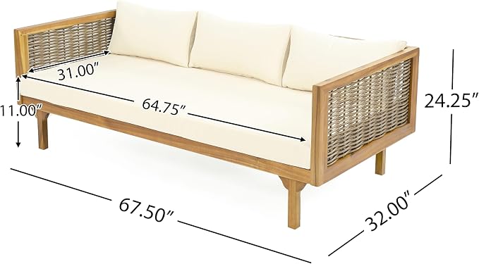 Merax Outdoor 4-Piece Acacia Wood Conversation Set - Image 5
