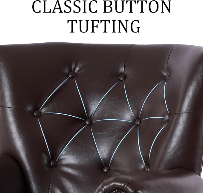 Modern Accent Chair, Mid-Century Faux Leather Armchair - Image 5