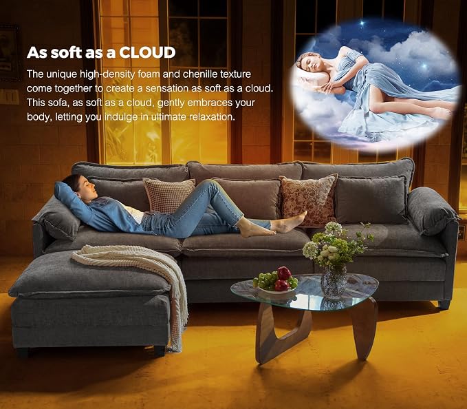 ELUCHANG Oversized 153" Modular Sectional Sofa, Comfy Cloud Couch, L Shaped - Image 7
