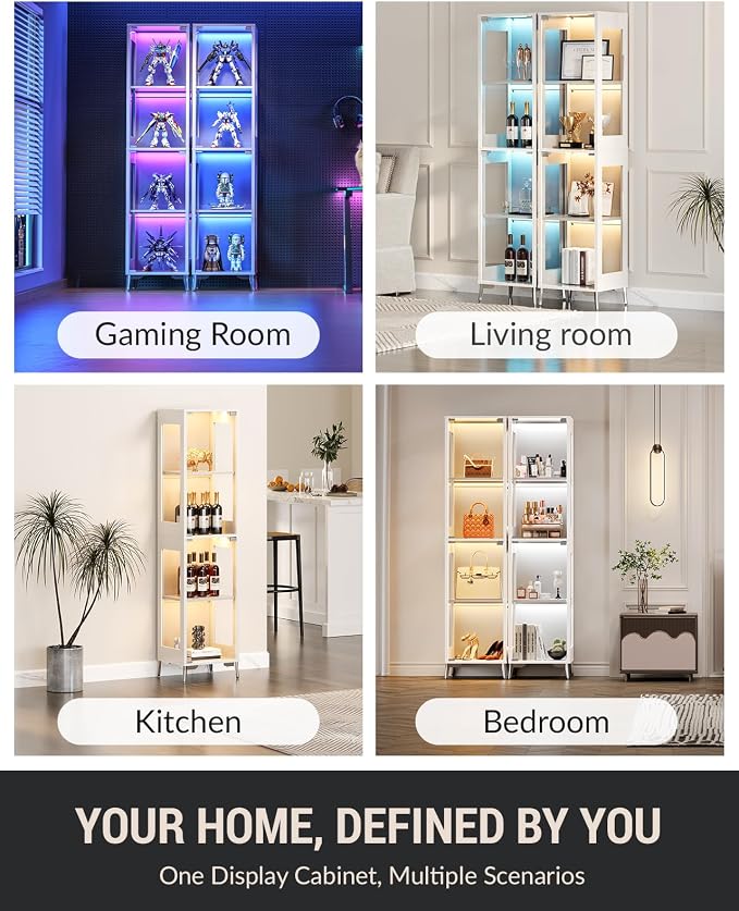 Glass Display Cabinet, 4-Tier Curio Cabinet, Adjustable Shelves, 000 Color - Image 3