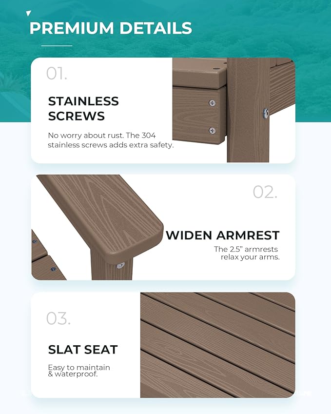 SERWALL Outdoor Dining Sets for 4, Outdoor HDPE Dining Furniture Set - Image 5