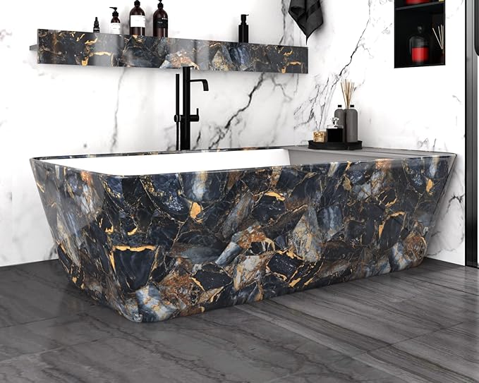 Marble Black Contact Paper Peel and Stick Countertops Gold Contact Paper Peel - Image 5