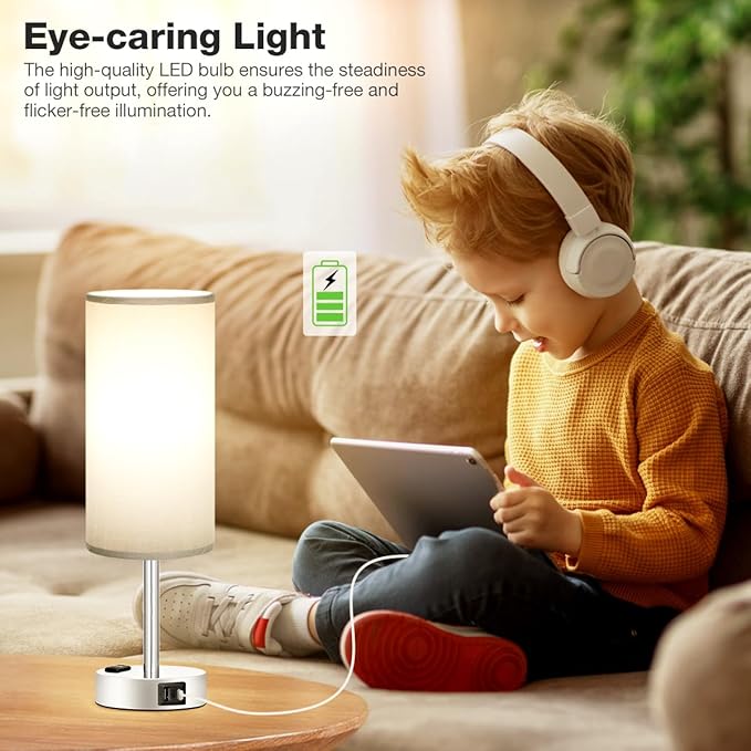 Fenmzee Grey Nightstand Table Lamp - Image 4