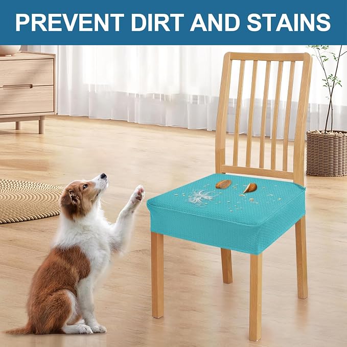 Smiry Waterproof Seat Covers for Dining Room Chairs Set of 8, Stretch Jacquard - Image 7