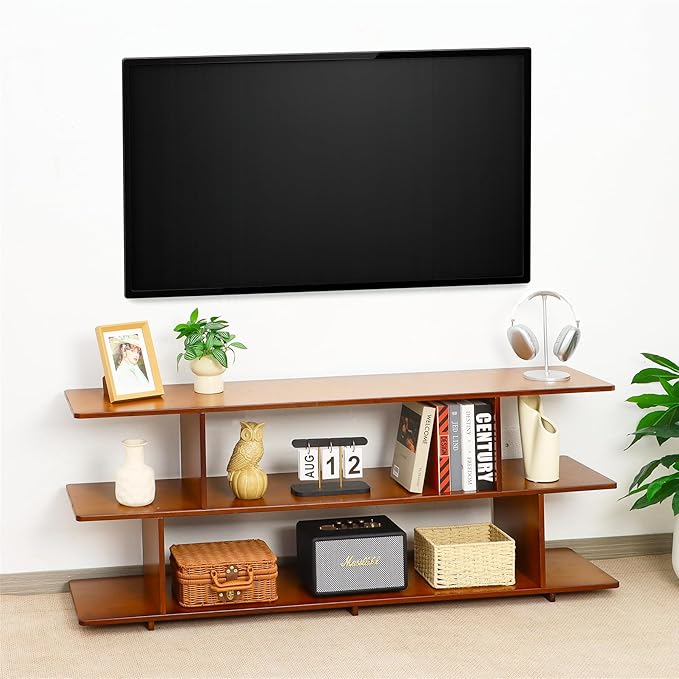 Bamboo TV Stand for TVs up to 65", 3 Tier Accent Entertainment Center by MordchilHF