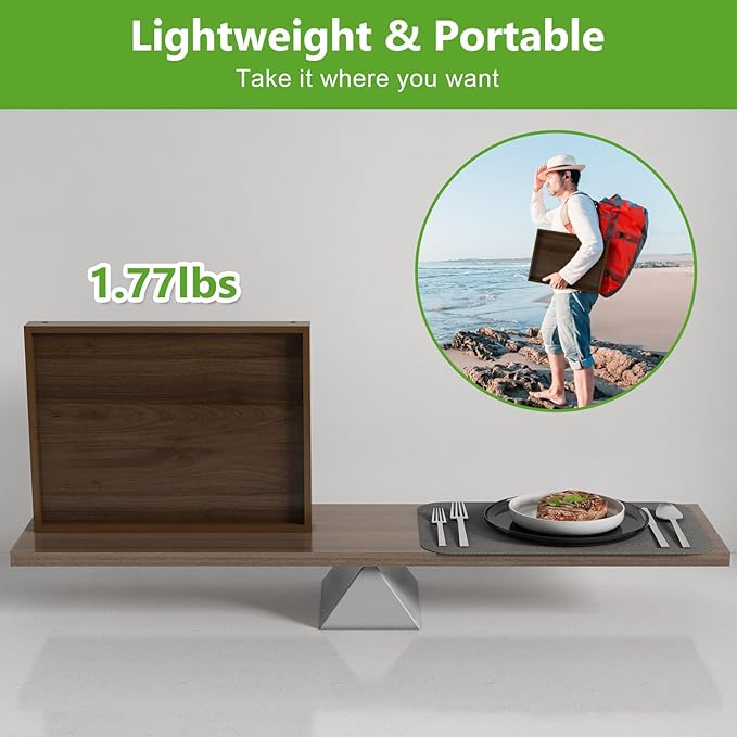Artmeer Bed Tray Table with Folding Legs, Bamboo Breakfast in Bed - Image 5