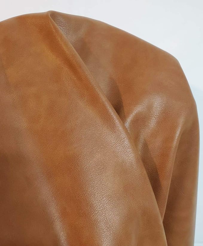 British Tan Soft Faux Leather Fabric PU Leather by The Yard Synthetic Pleather by NATLeathers