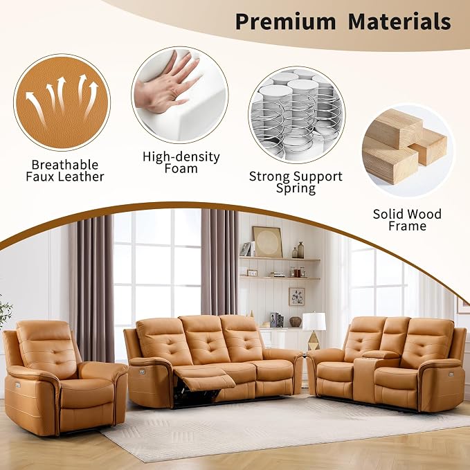 ANJ Oversized Power Reclining Loveseat Sofa Set of 2 - Image 7
