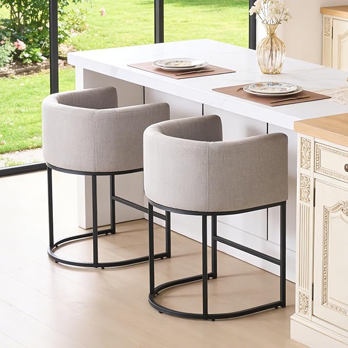 ClinQ 26" H Counter Height Bar Stools Set of 2, Modern Barrel Counter Stools by ExperienceExquisiteLife