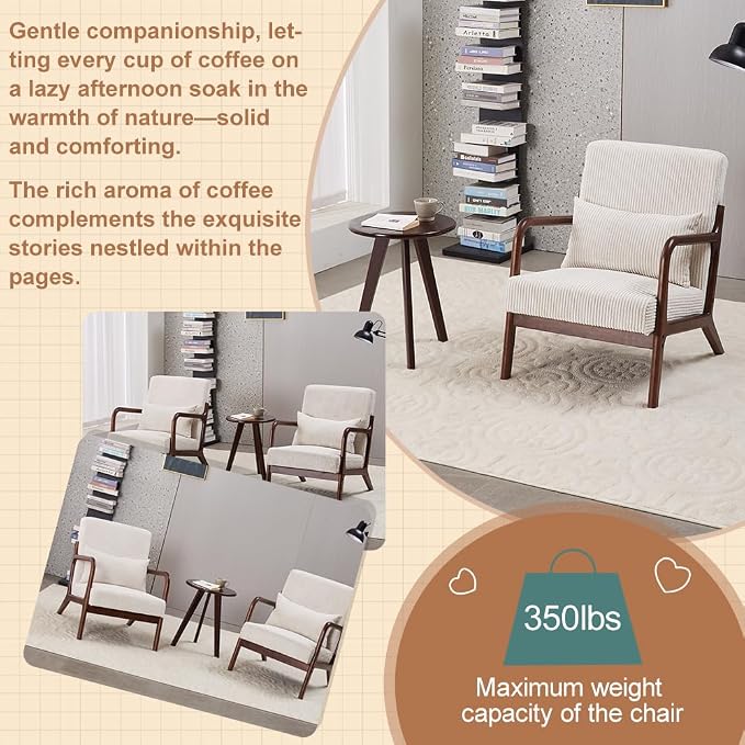 Mid-Century Modern Accent Chair & Coffee Table Set - Image 4