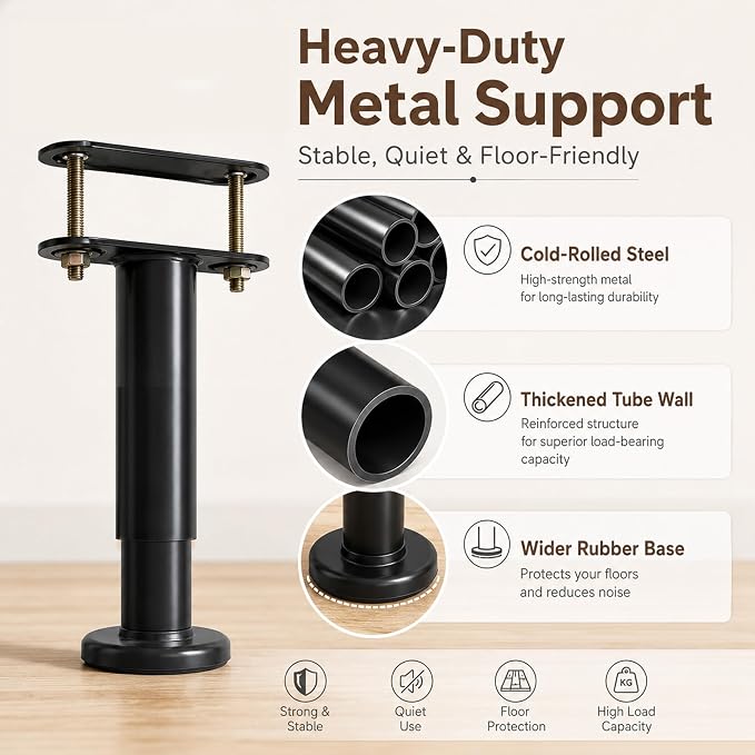 2Pcs Adjustable Height Bed Frame Support Leg, Extra Sturdy Steel Bed Frame - Image 6