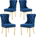 KCC Velvet Dining Chairs Set of 4, Upholstered High-end Tufted Dining Chair by KCC