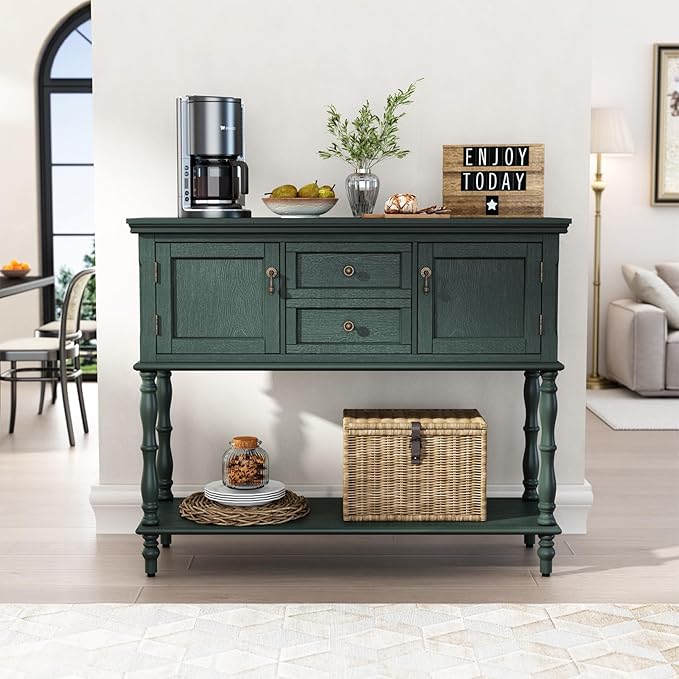 ARTPOWER Console Table with 2 Drawers, Retro Entryway Table with 2 Door - Image 4
