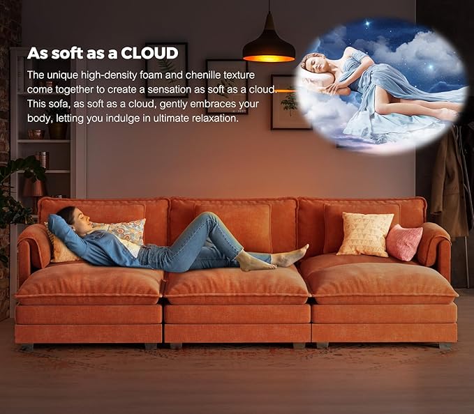 ELUCHANG Oversized 153" Modular Sectional Sofa, Comfy Deep Seat Cloud Couch - Image 6
