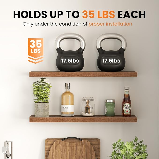 Fun Memories Floating Shelves for Wall, 30 Inch Set of 2 Rustic Wood Wall - Image 6
