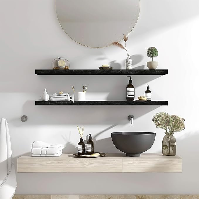 YYWUOJJ Wood Floating Shelves for Wall Decor, Rustic Wall Shelves for Bedroom - Image 2