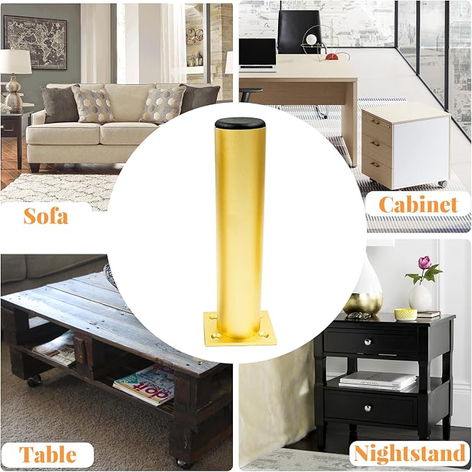 Set of 4 Aluminum Alloy Furniture Legs 10 Inch Height, 1.5 Inch Diameter - Image 5