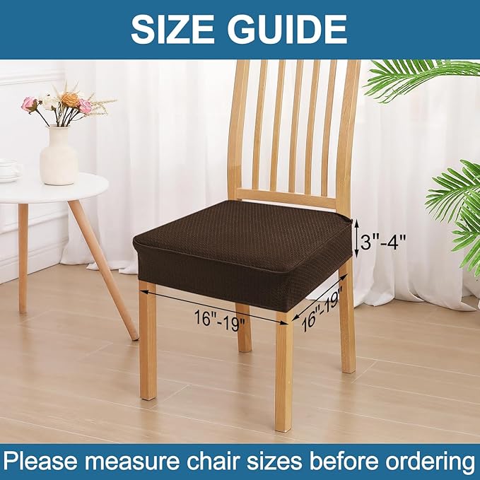 Smiry Waterproof Seat Covers for Dining Room Chairs Set of 4, Stretch Jacquard - Image 2
