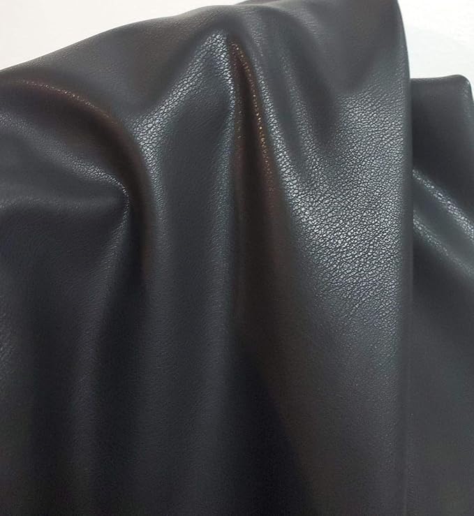 NAT Leathers | Black Thin Garment 0.6 mm Soft Faux Vegan Leather PU | 10 Yards - Image 2