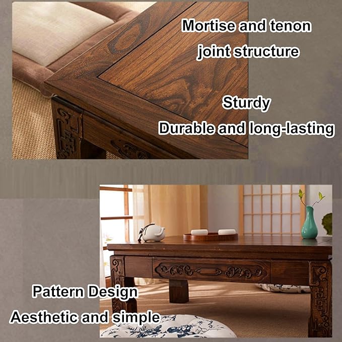 Solid Wood Japanese Floor Table, Tatami Style Rectangular Coffee Table - Image 5