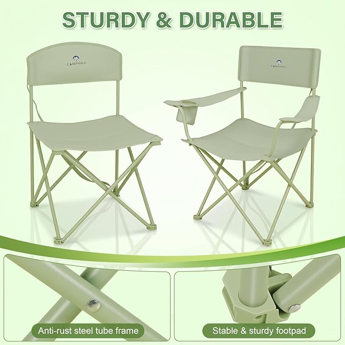Camping Chair Set of 3, Outdoor Folding Camping Chairs - Image 4