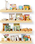 Nursery Floating Shelves for Kids Room, 4 Pack 15.7 Inch Natural Wood Wall by Unknown