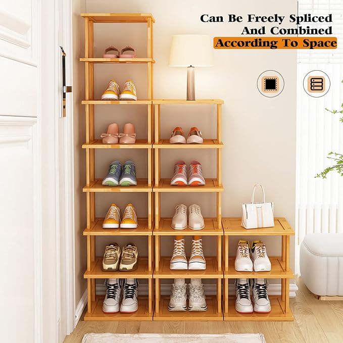 SAN HE Bamboo Shoe Rack 5Tier- Vertical Shoe Rack - Image 5
