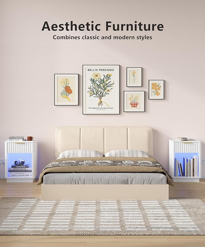 Akxomel Fluted Nightstand, Wooden Night Stand - Image 5