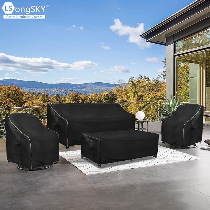 Patio Furniture Covers 4 Piece Set, 600D Heavy Duty Outdoor Furniture Covers - Image 2