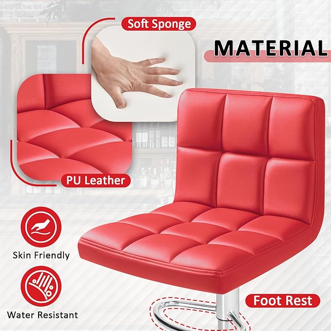 Homall Bar Stools Modern PU Leather Adjustable Swivel Barstools, Armless - Image 4