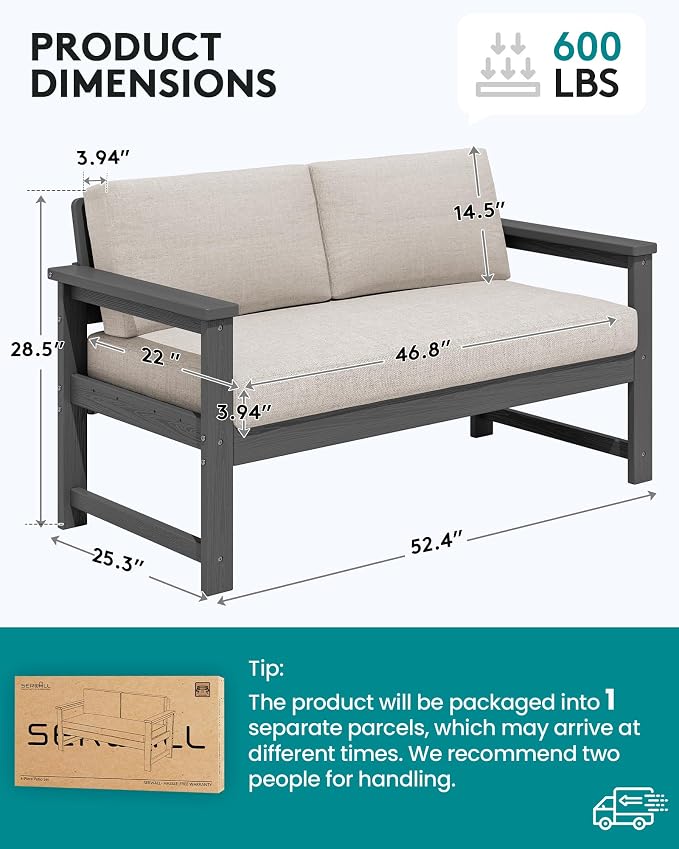 SERWALL Gray HDPE Outdoor Loveseat - Image 5