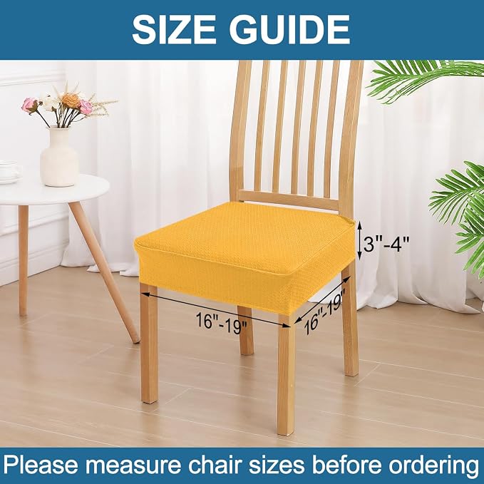 Smiry Waterproof Seat Covers for Dining Room Chairs Set of 2, Stretch Jacquard - Image 2