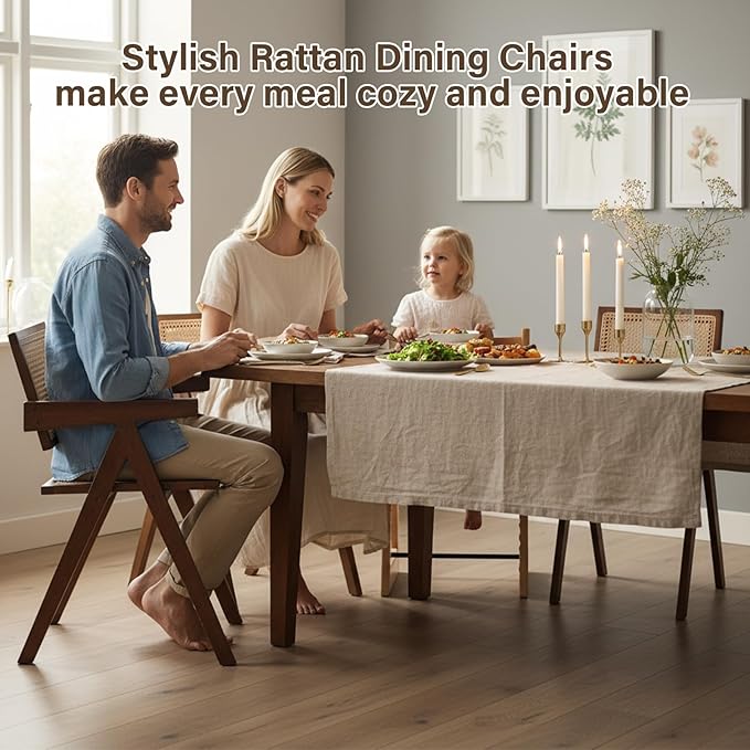 Furlide Rattan Accent Chairs, Modern Mid Century Dining Chairs Set of 2 - Image 6