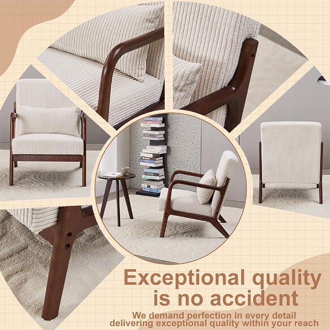 Mid Century Modern Accent Chair and Coffee Table Set Vintage Style Lounge Chair - Image 6